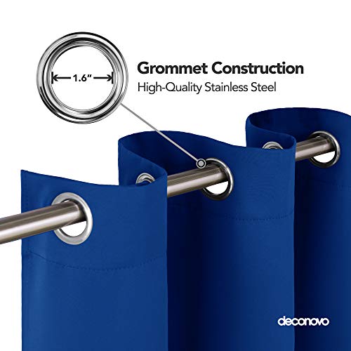 Image of Deconovo Blackout Curtain Room Darkening Panel for Bedroom or Living Room Grommet Thermal Insulated Lighting Reduce Drape 52 x 84 Inch Royal Blue 1 Panel