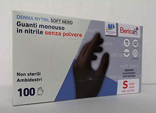 Guantes de nitrilo Soft color negro - sin polvo - Talla S - 100 unidades Cover