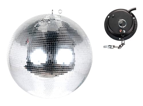 Paquete Audiosavings: (1) Motor para bola espejada American DJ MBM1RP de 1 RPM + (1) Bola espejada disco American DJ Eliminator EM16 de 16 pulgadas para pista de baile, club o bar miniatura 1