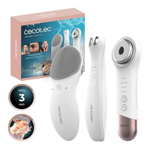 Cecotec Limpiador Facial Masajeador Fototerapia Facecare Skinroutine. Skin Care: Limpiador, Dispositivo Antiojeras y Masajeador, Potencia Elasticidad de La Piel, Incluye Diadema y Muñequeras