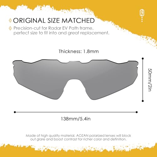 Verres polarisés de rechange Gainsboro compatibles Oakley Radar EV Path OO9208 ANSI Z87.1 - 2
