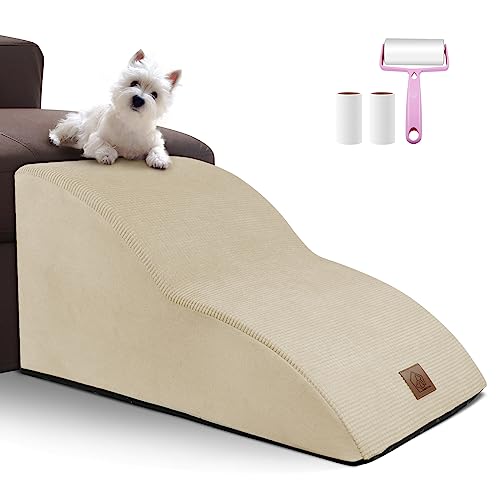 2-Tiers Extended Dog Stairs Steps For Bed Couch Sofa,High Density Foam Pet Gentle Slope Ramp Stairs Ladder Friendly To Small Old Joint Injury Dogs Cats,Soft Fabric Cover Washable,Send Lint Roller Set #TOP10