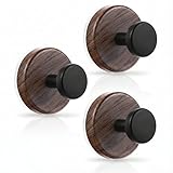 BEIFENNBLY Wreath Hanger, Heavy Duty Wreath Hangers For Front Door, Modern Walnut Color Adhesive Hook for Christmas/Valentine/Easter/Halloween/Thanksgiving, Outdoor/Indoor Glass, No Drilling, [3-Pack]