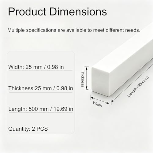 Barras planas de plástico ABS rectangular de 500x25mm pack de 2 unidades para bricolaje 3