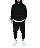 Mens 2 Piece Polar Fleece Tracksuits Hooded Sweatshirts and Sweatpants Casual Jogger Set