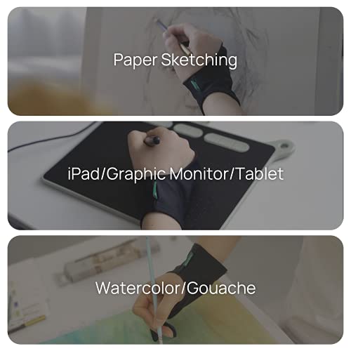 Parblo PR-05 Thickened Drawing Glove, Anti-Skid Two Finger Gloves for Drawing Tablets, Graphics Monitor, iPad, Sketching, Suitable for Left and Right Hand