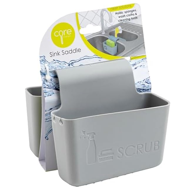 Core Kitchen Soak Nickel Blue Double-Sided Heavy-Duty Silicone Sink Saddle Caddy Holder Organizer for Sponges, Scrub Brushes, Soap, Utensils, 16954