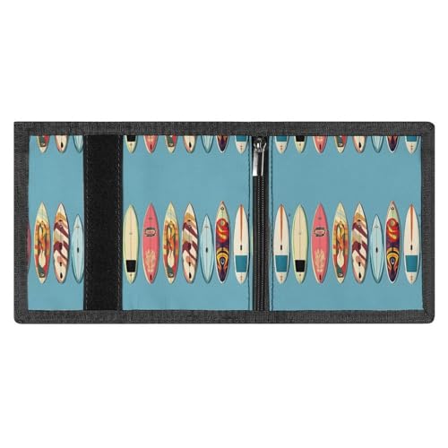 Colorful Surfboards Print Wallet for Men, 8 Credit Card Holder Slim Minimalist Front Pocket Small Mens Bifold Wallets3