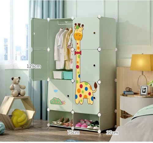 Image of 8- Door Baby Foldable Wardrobe for Clothes Storage, Kids Almirah for Clothes, Cupboard for Clothes Storage Collapsible Wardrobe for Kids Clothes /Toys /Books,Green-S3