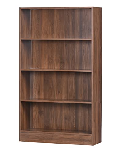 Image of DeckUp Muvo 4-Shelf Engineered Wood Book Shelf and Display Unit (Walnut, Matte Finish)
