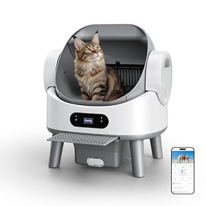 Selbstreinigende Katzentoilette, oben offen, Geruchskontrolle, automatische Katzentoilette, große Kapazität mit App-Steuerung und Sicherheitssensor, Nekocustos, mit Müllbeutel