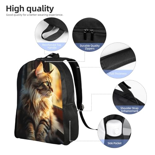 Minimalist Unisex 16 Inch Backpack Cat Window Sunlight Focus Sleek Design for Simple Lifestyles Daily Carry & Errand4