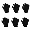 6 pares de guantes mágicos de invierno para niños, elásticos, unisex, guantes negros para niños y niñas, guantes mágicos de punto