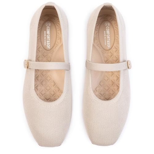 Image of Frank Mully Womens Casual Flat Shoes Square Toe Shoes Knitted Mesh Flat Comfort Work Flat Shoes for Daily Washable