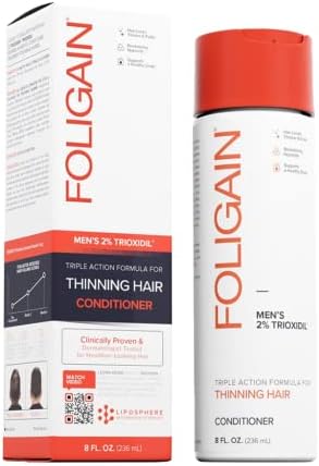 Foligain Triple Action Conditioner For Thinning Hair, Volumizing Conditioner for Men, 8 Fl. Oz.