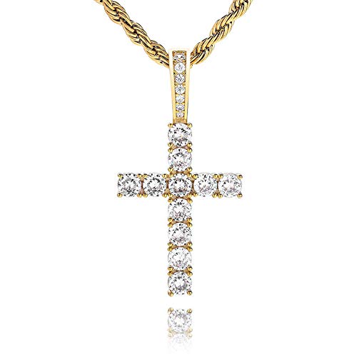 Collier croix hip-hop brillant en argent et or pour sublimer vos tenues urbaines