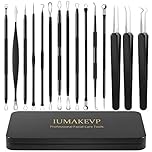Blackhead Remover Tool Kit, IUMAKEVP 15 PCS Professional Stainless Steel Pimple Popper Comedone Extractor Tools for Removing Pimples, Blackheads, Zit on Face - Acne Removal Kit with Metal Case (Black)
