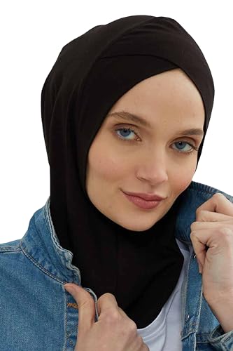 Aisha's Design Instant Turban 95% Cotton Head Scarf Headwear Combed Cotton Ninja Cap, Slip on Jersey Hijab