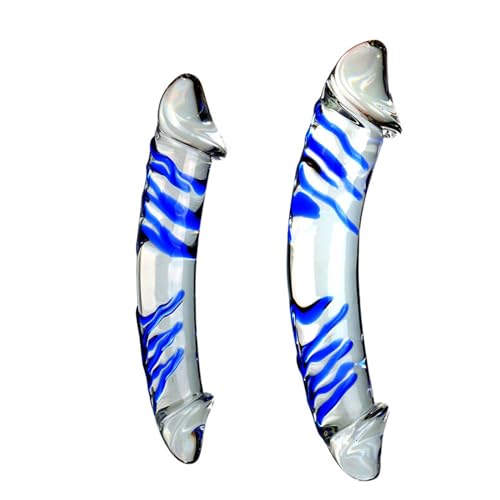 Axcroo Riesige Glasdildo Analdildo Realistische Dildo Double Headed Penis Glas Dildos Doppeldildo G-punkt Stimulator Masturbation Groß Analplug Anal Butt Plug SM Sexspielzeug für Frauen Männer (L)