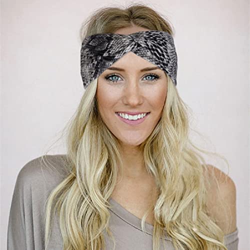 Huachi Headbands For Women Fashion Knotted Headbands Double Layered, Boho Wide Hair Bands For Women's Hair, Super Soft Summer Hair Accessories (Solid Colors, Leopard Print) #TOP3