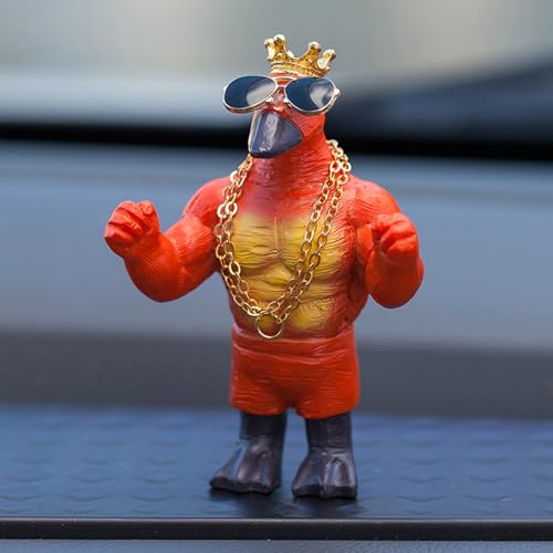 KIAYOO Mini Pato Musculoso, Divertida Figura Decorativa de Resina para Coche, Hogar u Oficina, Estatua Escultura Regalo para Él Hombres Ella Mujeres Amigos Novio Cumpleaños Año Nuevo Navidad, Rojo