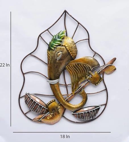 Image of PEDEX Metal Wall Decor Ganesha Frame For Home /Office /Hotel /Living Room /Bedroom Decor | Wall Hanging | (Metal Pan Vinayak Ganesh Wall Art), 25 Cm