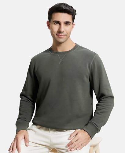 Image of Jockey US92 Men Super Combed Cotton Rich Fleece Sweatshirt with StayWarm Technology