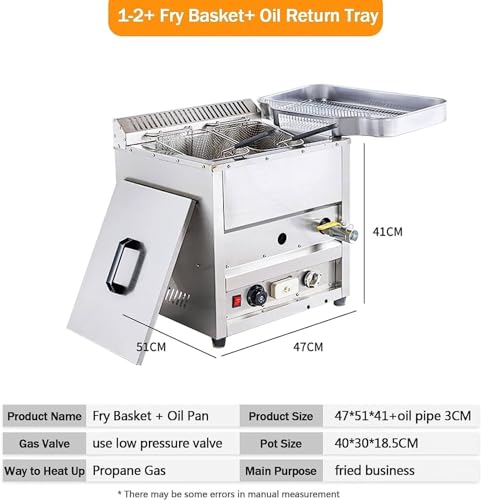 Gas-Fritteuse, Edelstahl-Aufsatz-Gasfritteuse, kommerzielle LPG-Gas-Fritteuse, Propan, LPG-Öl, Brattopf, Küche, Frittiermaschine, Snack-Fritteuse für Pommes Frites, Restaurantküche – Bild 7