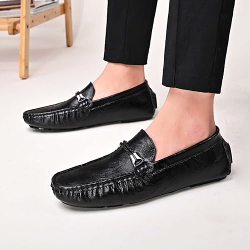 Men's Fashion Classic Lightweight Casual Shoes Hand Sewn Anti Slip Wear-Resistant Oxford Shoes Lightweight Soft Casual Cowhide Shoes Black4