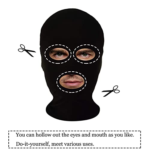 Vzqi 2 Pieces Full Face Mask Black 2Nd Skin Masks Halloween Cosplay Spandex Hood For Unisex Cloth #TOP5