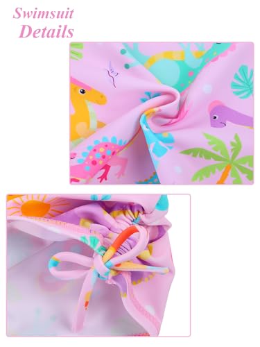 Image of BAOHULU Girls Two Piece Swimsuits Rash Guard Ruffle Bikini Skirt Short Sleeves Beach Dress Swimwear UPF 50+ 3-12Y