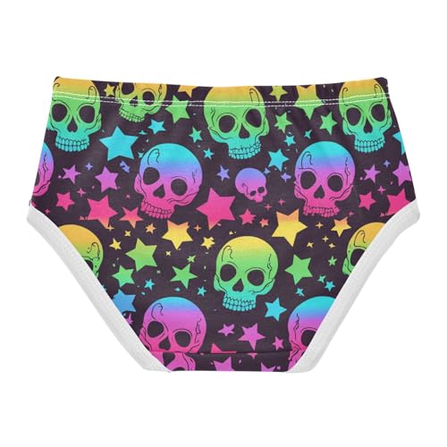 Wusikd Skull Rainbow Girls' Underwear Cotton Colored Girls Briefs Soft Toddler Underwear 2T2