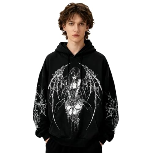Y2K Retro Punk 3D printing Hooded Sweaters, American Gothic Fashion Hoodies for Men and Women Sweatshirts. (COLOR11,X-Large)