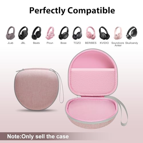 Image of Headphone Headset Case for Beats /JLab /Lorelei X8 /JBL /TOZO /BERIBES /Picun /KVIDIO Noise Cancelling Over-Ear Foldable Headphones (Pink)