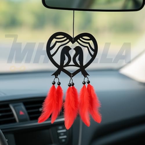 Image of Car Hanging Accessories: Radha Krishna Spiritual Acrylic Decor for Car, Home and Office Desk Decor Accessories (2BIRDS-CAR-HANG-01)