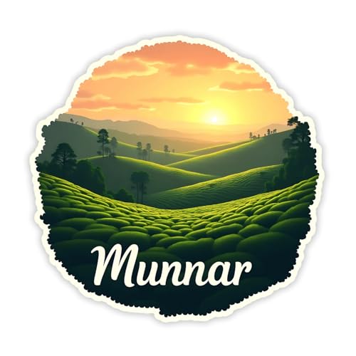Image of Naxon Munnar Town Theme Souvenir Wooden Fridge Magnet for Refrigerator - Printed Fridge Magnet for Kitchen & Home Decor | Perfect Souvenir Gift | Size 3x3 in | Pack of 1