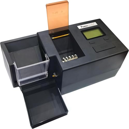 Powermatic 5+ Electrical Cigarette Injector Machine with Tobacco Hopper and Auto Tube loading with DeLaCruzV Sticker.