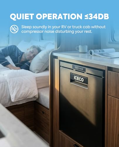 Image of ICECO BF65 12 Volt Refrigerator, RV Refrigerator with Secop Compressor, 66 Quart(2.2cu.ft) Car Fridge Freezer, APP Control, 12 /24V DC Compressor Refrigerator, Electric Cooler for Truck, RV, Yacht
