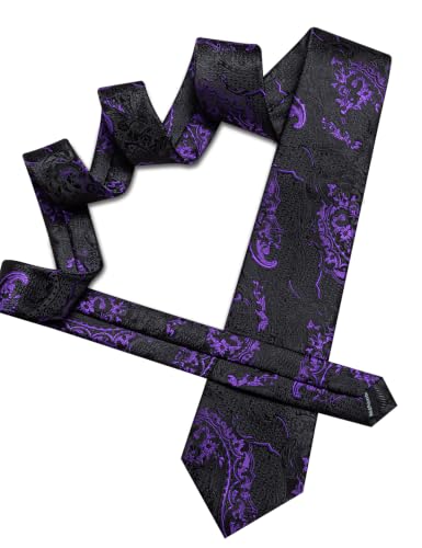 Image of Barry.Wang Men Ties Paisley Woven Silk Necktie Set with Pocket Suqare Cufflinks Formal