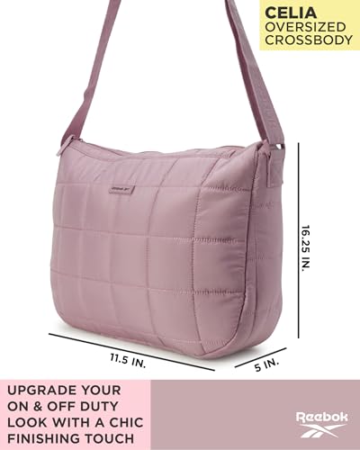 Reebok Womens Crossbody Bag - Oversized Quilted Puffer Tote Bag for Women, Large Shoulder Purse for Gym Travel & Everyday Use3