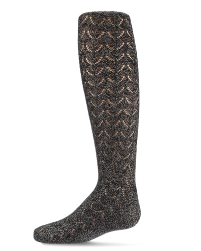 MeMoi Girls' Shimmer Pointelle Cotton Tights