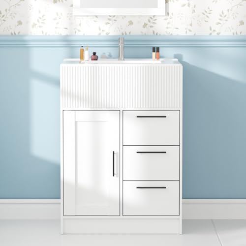 Kikihouse 24 Inch Bathroom Vanity with Sink, Freestanding Modern Bathroom