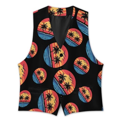 Palm Tree Men's Suit Vest Slim Fit Business Dress Party Pattern Waistcoat Vest Top3