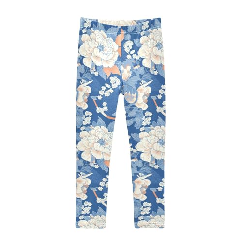 KLL Floral Indonesian Batik Motif Cobalt Toddler Girls' Legging Comfortable High Waisted Pants Sports