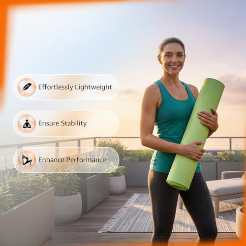 Image of Amazon Basics Printed TPE Yoga Mat with Yoga Strap | 6 mm Thick | Non-Slip Grippy Surface | Lightweight & Flexible Rubber-Like Material | Floor Protection | Ideal for Yoga, Pilates, Stretching & Fitness | 183 x 61 cm | Emerald Green