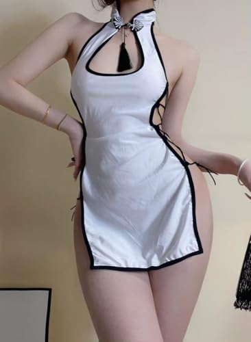 Image of GirlFriend Lingerie One Piece Nurse Deep V Neck Teddy Princess Lingerie Set - Fairytale Nurse Bikini Set for women wife