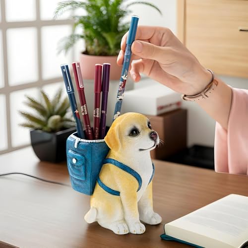 Statue de chien porte-stylo pour décoration de bureau