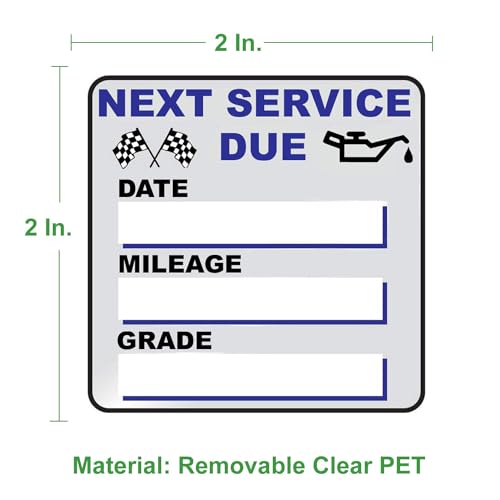 JINCH Oil Change Stickers, 300 Pcs 2 x 2 Inches Clear Oil Change Window Stickers for Vehicles Windshield, Removable Vinyl Next Service Due Reminder Sticker Labels for Car Maintenance