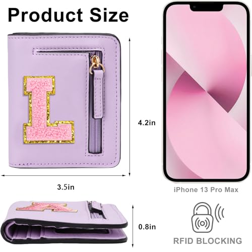 Image of Birthday Gifts for Teen Girl Kids Wallet Little Girl Wallets | Small Initial Kid Wallet for Girl Rfid Wallet Preppy Stuff Gifts for Girls 8-12 Purple L