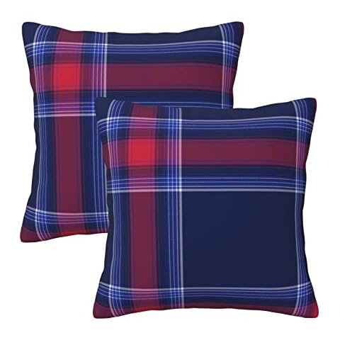 theirsova Plaid Pillow Covers Cushion Case Classic Blue Scottish Plaid Pillow Covers 18x18 Inch Linen Pillow Covers for Sofa Car Living Room Bedroom Outdoor Home Decorative Pillow Covers 2 Pack Cover
